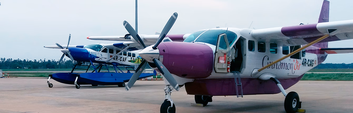 Cinnamon air seaplane and airplane